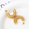 Pendientes de acero inoxidable estilo europeo y americano francés de alta calidad, estilo retro, simple, tipo C, lisos, para mujer, de acero y titanio dorado.