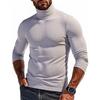 Amazon Transfronterizo Camiseta de Manga Larga de Forro Polar Sólido para Hombre Otoño e Invierno Camiseta Base de Punto Ajustada Cuello Alto Top Cálido