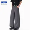 Pantalones casuales de pierna ancha, extralargos para hombres altos, pantalones de traje blancos, pantalones de verano para hombre con caída, pierna recta, ligeramente acampanados, corte curvo