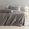 Juego de Cuatro Piezas de Satén 100% Algodón de Fibra Larga Clase A Lujo Ligero Color Sólido Bicolor Estilo Hotel Sábana Funda Nórdica Ropa de Cama 4