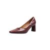Básico Versátil Elegante Commuter Primeira Camada Pele de Ovelha 2025 Outono Grosso Salto Alto Bico Quadrado Pequeno Couro Genuíno Rasteirinha Sapatos de Trabalho para Mulheres
