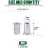 Transfronterizo M 6 100 piezas cabeza plana raya aluminio remache de tracción tuerca tapa moleteada tracción remache hembra bolsa
