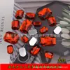 Acrílico al por mayor Grande Rojo Largo Octagonal Multicara Fondo Plano No Poroso Diamante Ropa Joyería Accesorios Decorativos Pedrería