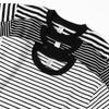 Camiseta de manga corta a rayas gruesas en blanco y negro estilo americano holgada Ami caqui retro ropa de pareja para hombres y mujeres Camisa Alma Marina