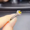 Anillo Popular de Zafiro Amarillo Natural al por Mayor de Fábrica Plata S925 Incrustado Piedra Principal 5*5 Joyería de Lujo Venta Directa de Fábrica
