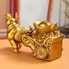 Elefante de Latão Puxando um Carrinho Taça de Tesouro Ornamento para Casa e Loja, Estatueta de Animal para Atrair Riqueza, Artesanato Decorativo Estilo Chinês