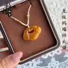 Colgante de Calcedonia Natural con Gelatina de Lichi, Alto Hielo, Nube Propicia, Colgante de Jade Ruyi, Ágata Fluorescente Tipo Hielo, Colgante de Candado Ruyi Hueco