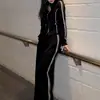 Envío Gratis Corte Ajustado Estilo Extranjero Primavera y Otoño Adelgazante Ocio Deportivo Traje Sudadera de Calle para Mujer Pantalones de Pierna Ancha Conjunto de Dos Piezas Estilo Hong Kong