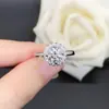 Anel de diamante moissanite cor ouro rosa tamanho ajustável 1 quilate Alta Sensibilidade seis garras Anel botão