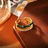 Nuevo Anillo de Bambú Articulado Estilo Chino con Circonita, Anillo Abierto Personalizado Exquisito y de Alta Gama, Anillo Vivo Galvanizado en Oro Real