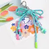 Xiaohongshu Série Miu Tendência Bolsa de Palha Trançada Fresca Acessório Chaveiro de Celular Acessório de Pequeno Presente