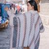 Chal de Bola Colgante Lijiang Dali Imitación Piel de Conejo Rex Cuello de Piel Sobredimensionado Bufanda Capa Estilo Étnico con Manga Abrigo Capa para Mujer