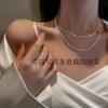 Plata Brillante Lujo Ligero Nicho 2023 Nueva Cadena de Clavícula de Verano para Mujer Cadena Simple Lisa Estilo Dulce y Cool