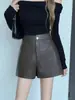 Nuevos pantalones de piel sintética para mujer, otoño/invierno, de cintura alta, adelgazantes, elegantes, de corte A, casuales, shorts de pierna ancha, perfectos para usar con botas