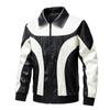 Chaqueta de Cuero para Hombre Transfronteriza 2024 Nueva Primavera y Otoño Estilo Coreano Slim Trendy Motocicleta Color de Costura Pu Chaqueta de Cuero para Hombre