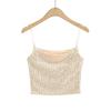 Camisola sin tirantes con lentejuelas y diseño de estilo dulce y picante para mujer, nueva prenda exterior corta sin mangas de verano, top corto de moda