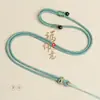 Colar Pequeno Redondo de Corda Nó Flor de Pessegueiro Tecido à Mão DIY Pingente de Abelha de Jade Cera de Abelha Jade Hetian Cordão Fabricante Lote Direto