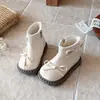 Botas Martin de Terciopelo para Niña Pequeña 2026 Nuevo Estilo Otoño/Invierno Botas de Princesa con Lazo Estilo Británico Suela Suave Estilo Coreano Botas de Piel