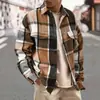 Nueva Chaqueta Casual de Manga Larga a Cuadros con Solapa Retro para Hombre de Moda Europea y Americana TEMU Cepillada