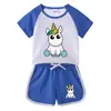 Unicornio unicornio Set Verano Nuevo Ropa Infantil Camiseta de Manga Corta para Bebé Pantalones Cortos Casual Conjunto de Dos Piezas Moderno