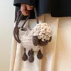 Bolsa de Lã Tricotada Acabada de Desenho Animado Ovelhinha Fofa Bolsa de Tricô Feita à Mão DIY Bolsa Transversal da Família Fashionável Novo Estilo