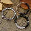Popular na Europa e na América, pulseira de contas artesanal de pedra de fel negro para homens, acessório masculino simples e estiloso, adequado para o uso diário, conjunto de pulseiras empilháveis