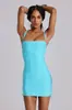 Vestido de Fiesta Sexy Estilo Europeo y Americano con Tirantes Finos, Vendaje, Escote Cuadrado, Lazos Laterales, Diseño Calado, Corte Ajustado, Bodycon