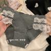 Ropa interior japonesa de algodón puro para mujer, bragas sexys de cintura media con lazo doble y encaje vintage en la entrepierna.