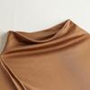 Selección Estricta de Camiseta Base de Manga Larga de Otoño para Mujer Seda de Morera Plisada Cuello Semialto Seda Materna Base Tejida
