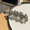 Pinza de Plátano de Moda Estilo Coreano con Perlas y Pedrería Hechas a Mano, Accesorio para el Cabello para Peinados Recogidos, Pinza Vertical con un Toque de Lujo, Pasador Versátil para Mujeres