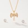CDD Novo Cobre Zircônio Europeu e Americano Transfronteiriço Elegante Moda Clavícula Cadeia Luz Luxo High-end Ear Stud Colar Conjunto para Mulheres
