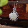 Yilu prata S999 prata pura jade Hetian flor caixa gawu pingente oco estilo étnico retrô pingente elegante personalizado