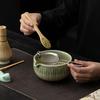 Juego de Té Matcha de Ocho Piezas, Tazas de Té de Cerámica Cocidas en Horno, Soporte para Batidor de Té, Utensilios de Té Estilo Dinastía Song