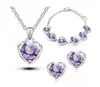 Joyería de cristal con elemento de corazón collar de corazón simple pendientes pulsera juego de tres piezas fabricantes al por mayor 399