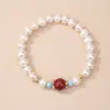 Pulsera de Flor de Perla Natural con Chapado en Oro, Bola de Sal, Ágata, Hebilla de Paz, Joyería de Alta Gama de Cera de Abeja para Hombres y Mujeres, Venta al por Mayor