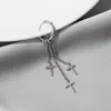 Nuevos Productos Japoneses y Coreanos, Pendientes Metálicos Retro Sencillos, Estrellas con Borlas, Pendientes de Astronauta con Cruz, Clips para Orejas, Joyería para Orejas para Mujer