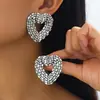 Pendientes de aleación con forma de corazón de colores, con incrustaciones de diamantes, estilo nuevo transfronterizo europeo y americano, pendientes de botón de moda, pendientes de alta gama para mujer