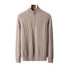 Suéter 100% Cachemir Puro de Montaña para Hombre Invierno Cuello Medio Alto Cremallera Cuello Vertical Tejido Jacquard Grueso Suéter Base Nuevo