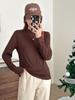 Solúvel em água fina ovelha camisa de fundo Primavera e outono feminino uso interno slim estilo coreano cor sólida pequena colarinho de suporte meia gola redonda alta camisa de fundo T-shirt