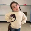 Suéter de Punto para Niñas 26 Otoño Nuevo Estilo Coreano Dibujos Animados Gato KT Manga Larga Suéter de Mohair Suave Agradable a la Piel Moderno