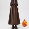 Falda de Capullo Floral Tridimensional Texturizada Japonesa Simple Cintura Elástica Algodón Acolchado Cálida Casual Acampanada tipo Globo 9790