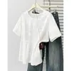200 jin MM gordita verano nuevo estilo temperamento casual cobertura de carne bordado empalme manga corta camisa de muñeca versátil top pequeño 0001