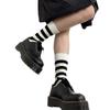 1461 Piel Genuina 3 Ojales Suela Gruesa Plataforma Media Zapatos de Suela Gruesa Negro Piel de Vaca Mismo Estilo para Mujer Zapatos Pequeños de Piel para Mujer