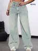 Comercio exterior transfronterizo Artículo de liquidación europeo y americano de Amazon Jeans azules para mujer PETITE con diseño de botón