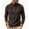 Suéter Espeso de Invierno Nuevo Estilo para Hombre con Media Cremallera y Forro de Lana Moda Juvenil Todo en Uno Cálido de Lana Tejido Capa Base