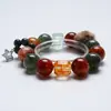 [Frijoles de Azúcar con Hilo de Color] Flor de Pegamento Rojo Cristal Natural Pulsera de Cabello Verde para Mujer La Más Fácil de Combinar Pulsera de Regalo Venta al por Mayor