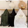 Recomendación popular 2026: chaqueta de protección solar con cordones y capucha de media cremallera, sudadera holgada y versátil, abrigo elegante para mujer