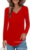 Camisa Básica Feminina Manga Longa Slim Fit Decote V Estilo Europeu e Americano 2025, Top Camiseta Manga 3/4 Comprimento 9/10, Camisa Decote V, Outras Roupas Casuais Confortáveis