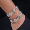 Nuevos Productos Nuevo Pulsera de Plata S925 Moissanita Hip-hop Transfronterizo Europeo y Americano 18mm Trébol de Cuatro Hojas Pulsera de Cadena Cubana