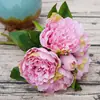 Bucquet de Peonía Ebria de 6 Cabezas de Mano Flores Artificiales Flores Falsas Decoración Suave para el Hogar Colocación Fotografía de Boda Flores de Oferta Especial